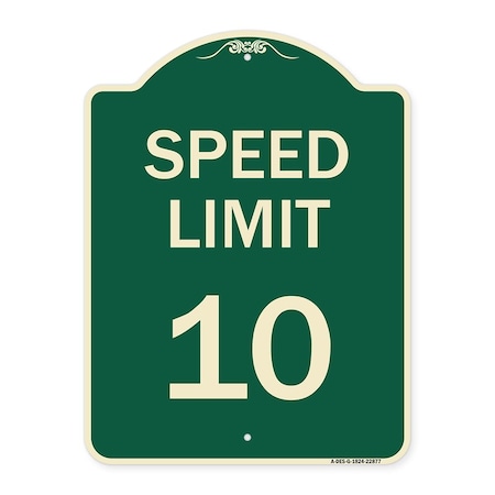Signmission Speed Reduction Speed Limit 10 Mph Heavy-Gauge Aluminum Architectural Sign, 24" x 18", G-1824-22877 A-DES-G-1824-22877